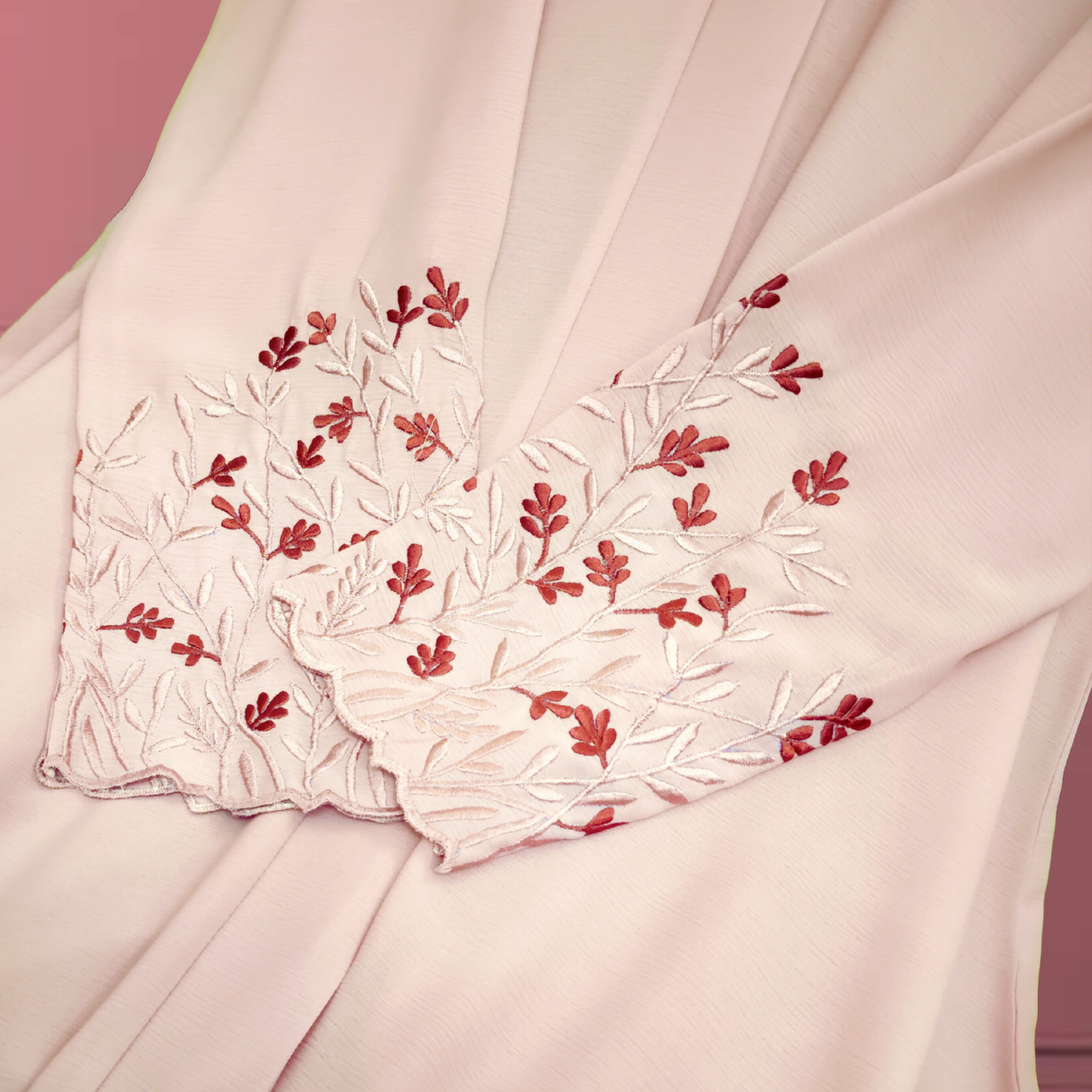Ruh-e-Gul | Blush Pink Embroidered Abaya with Hijab