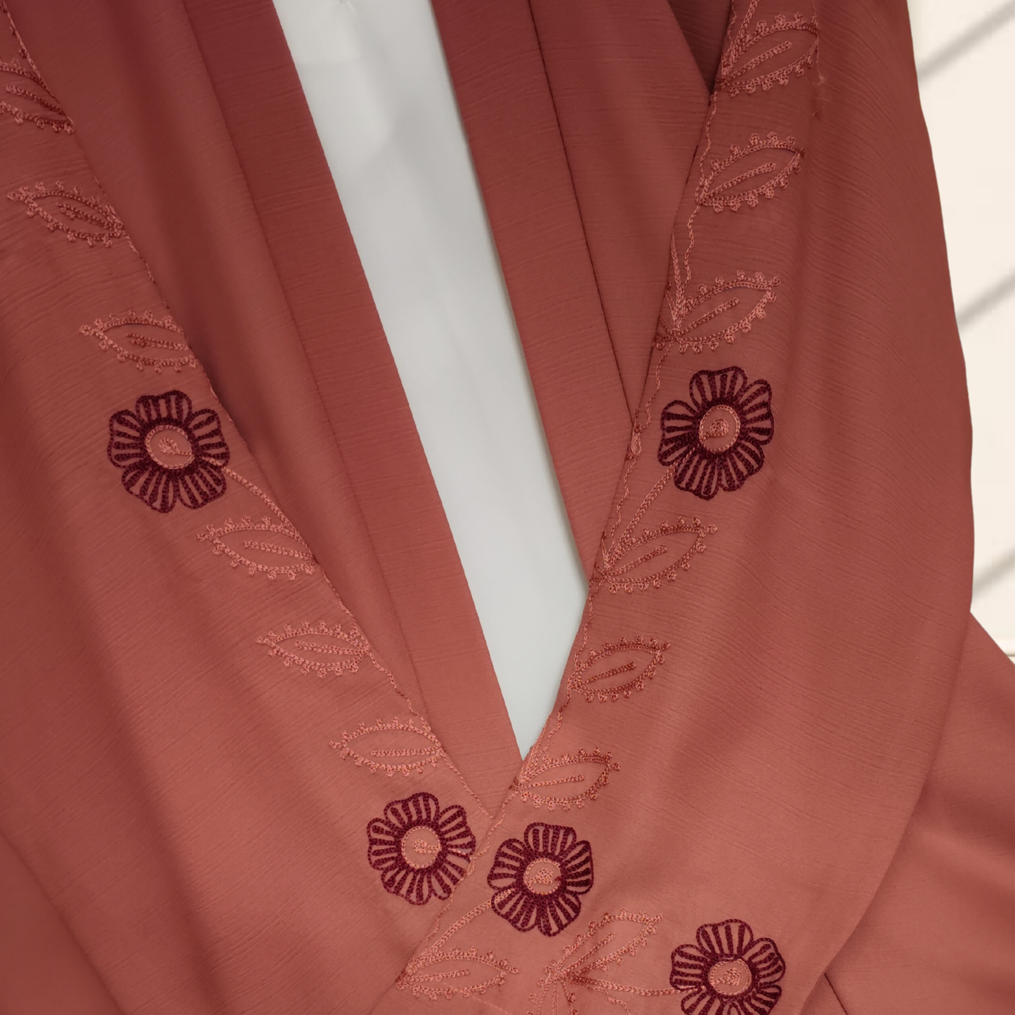 LIYANA | Embroidered Front-Open Abaya Set in Dusty Rose