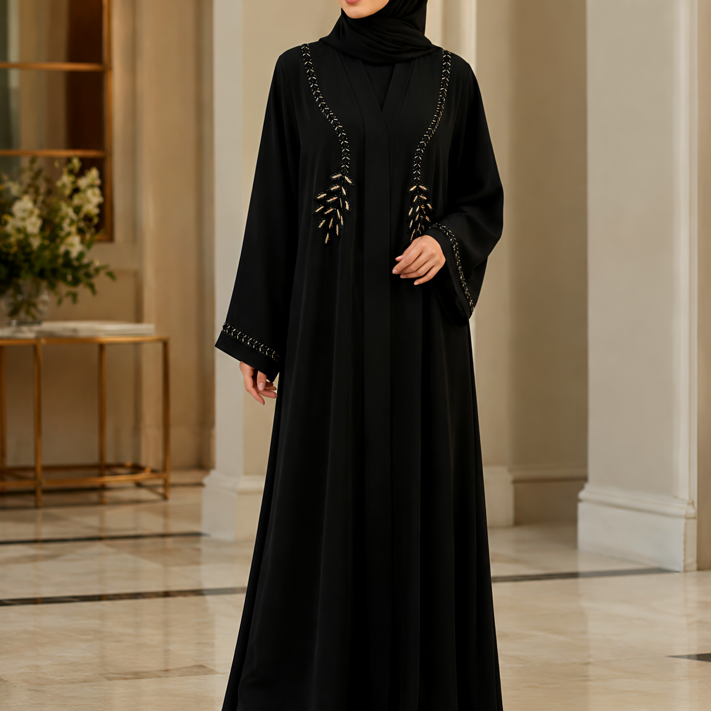 AFNAN | Luxury Hand-Embellished Black Abaya