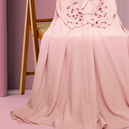 Ruh-e-Gul | Blush Pink Embroidered Abaya with Hijab