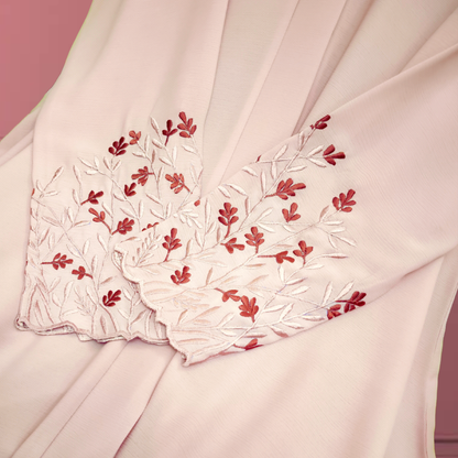 Ruh-e-Gul | Blush Pink Embroidered Abaya with Hijab