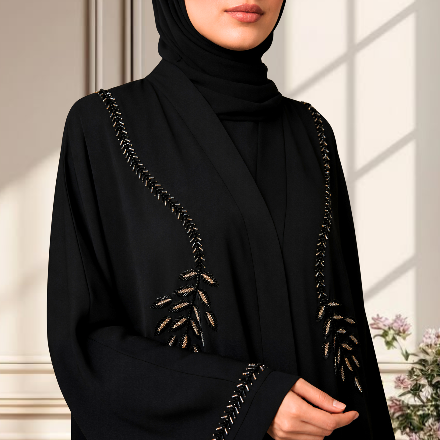 AFNAN | Luxury Hand-Embellished Black Abaya