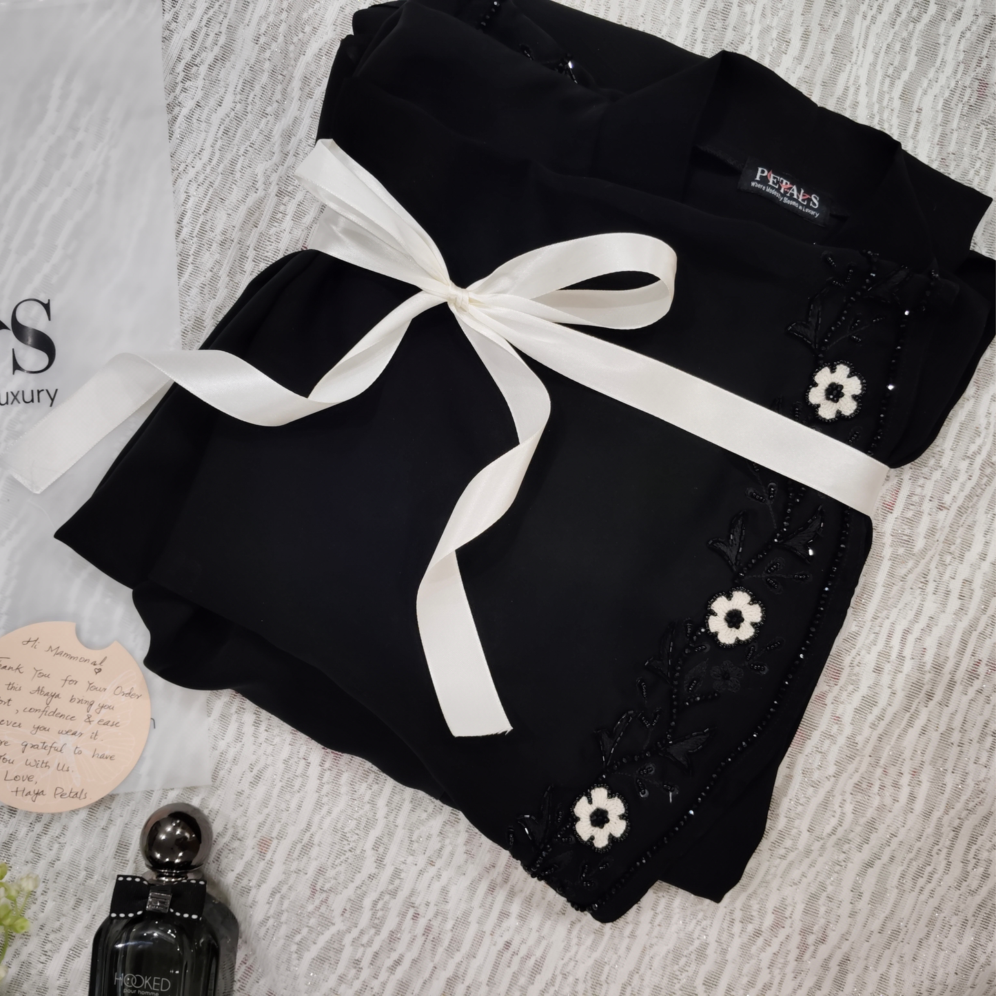 NAYRAH | Hand-Embroidered Black Abaya with Flared Sleeves